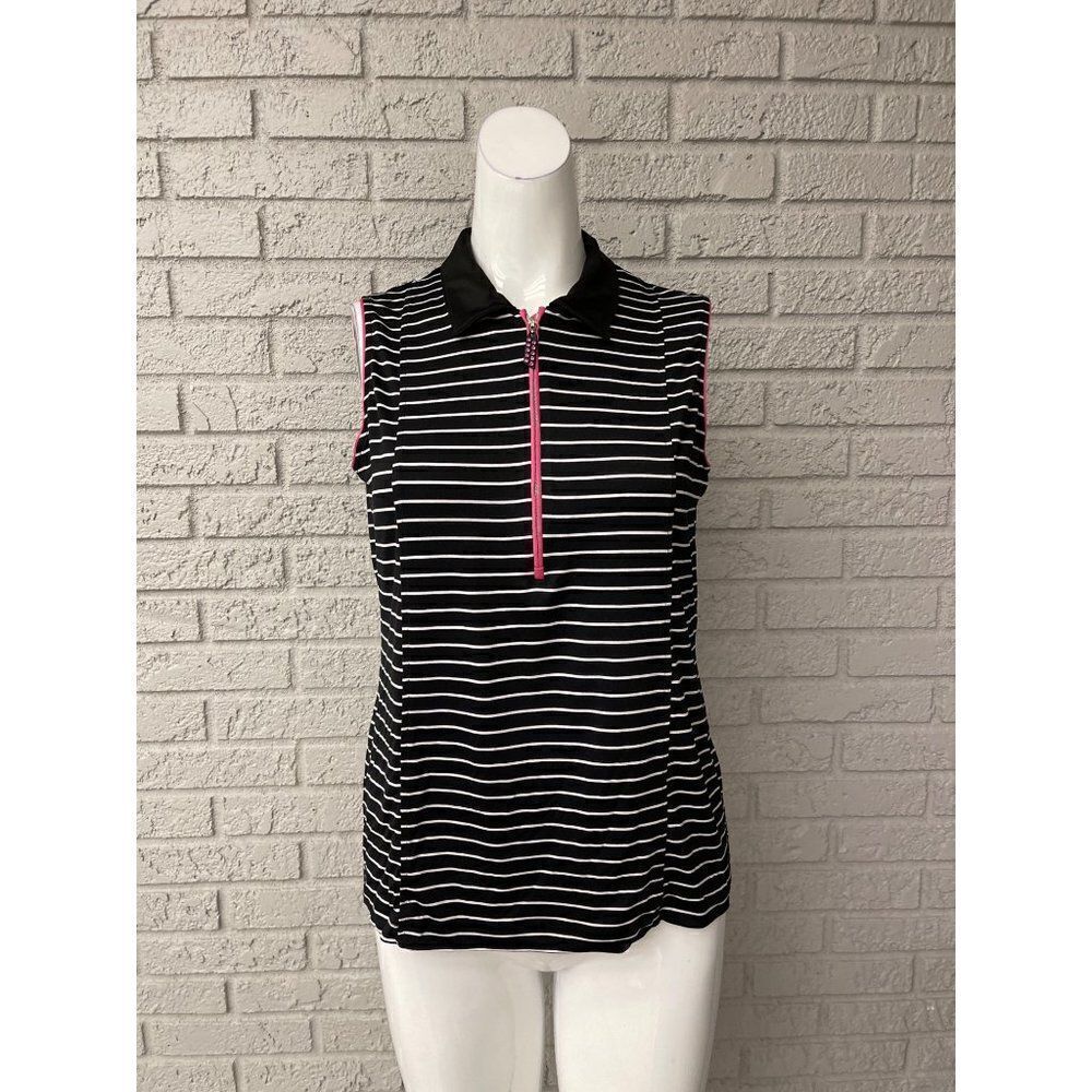 Sport Haley Black / White Stripe Sleeveless Top Size M